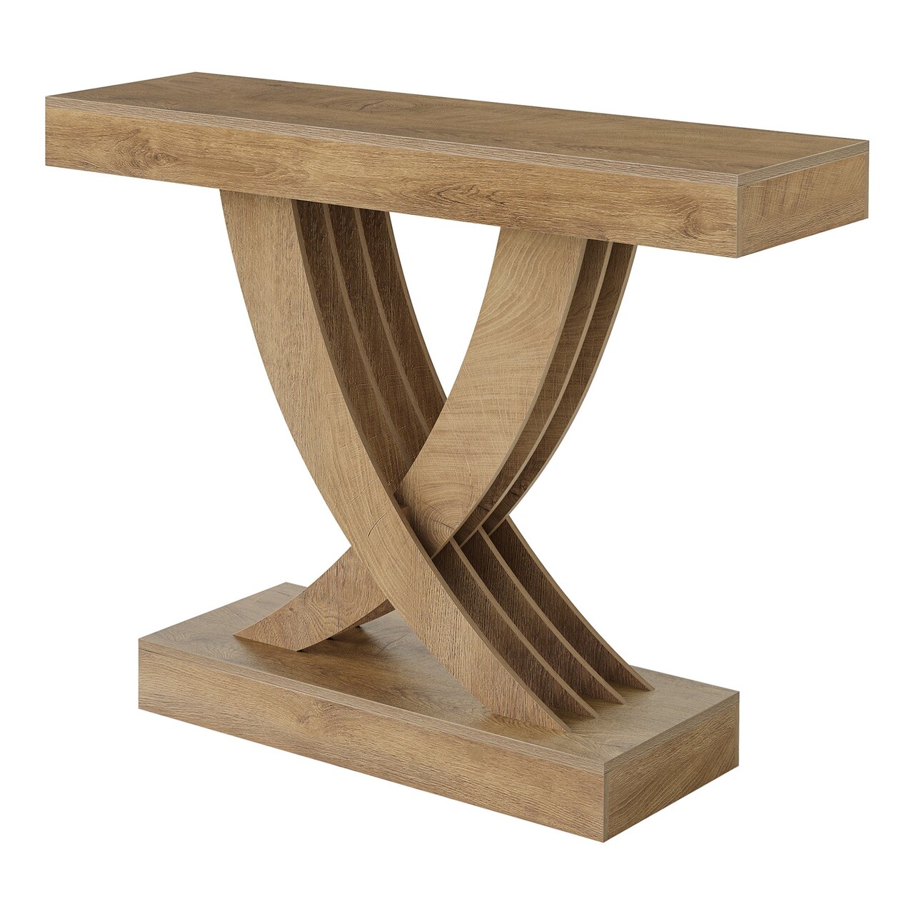 43 Inch Farmhouse Entryway Table Brown Console Table with X-Shaped Frame